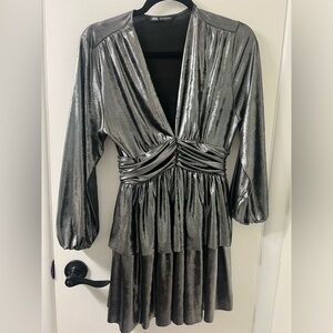 Zara silver metallic dress